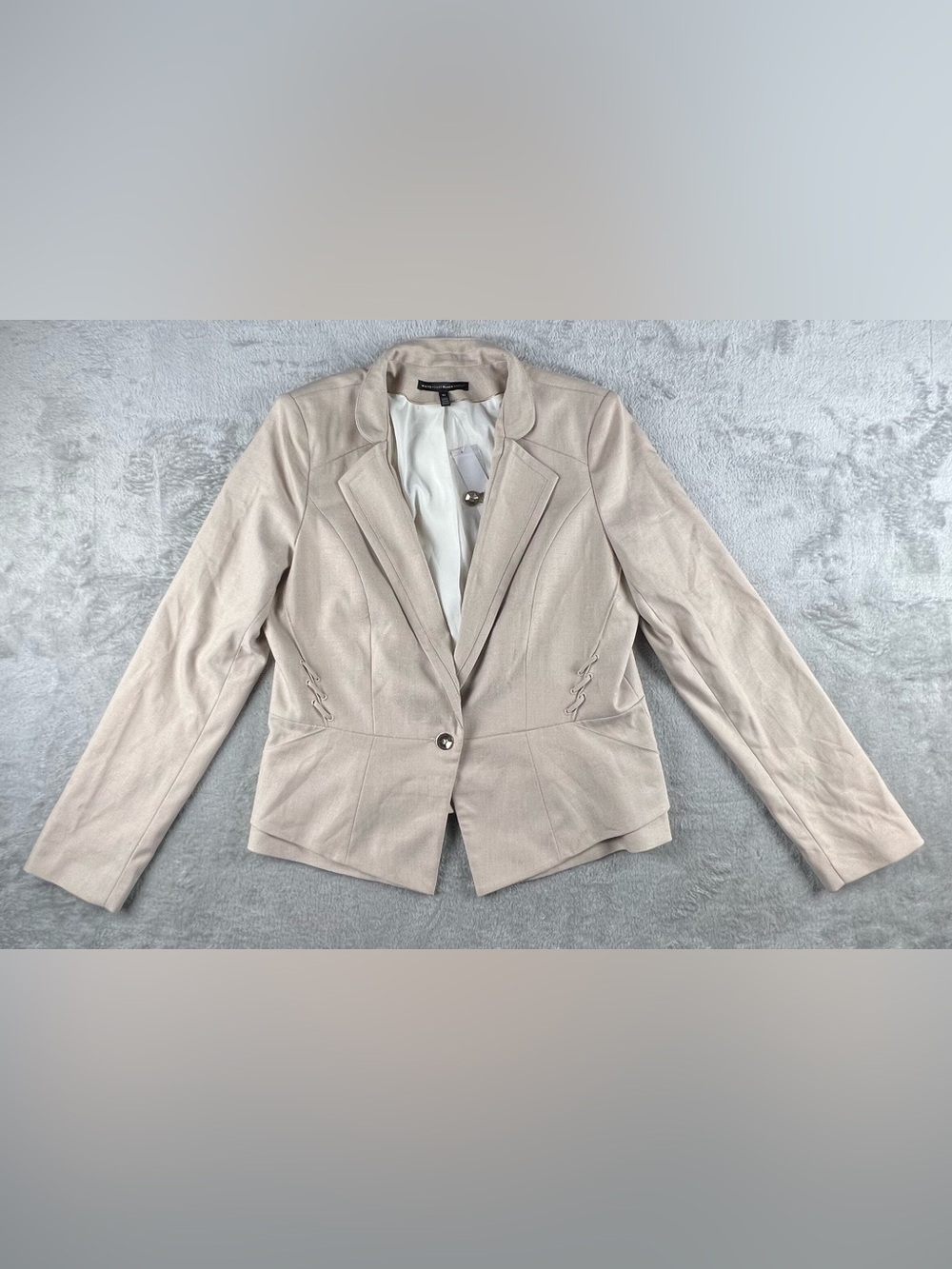 White House Black Market Vita Suit Jacket Blazer Size 14 Toasted Sesame Beige